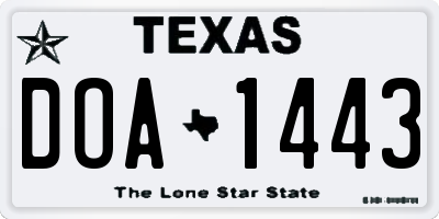 TX license plate DOA1443