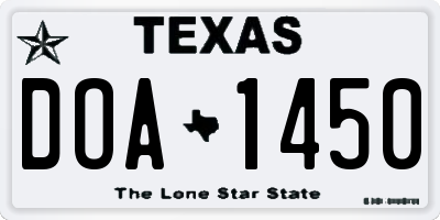 TX license plate DOA1450