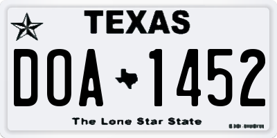 TX license plate DOA1452