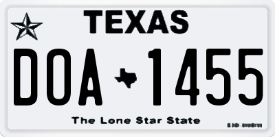 TX license plate DOA1455
