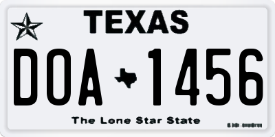 TX license plate DOA1456
