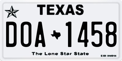 TX license plate DOA1458