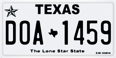 TX license plate DOA1459