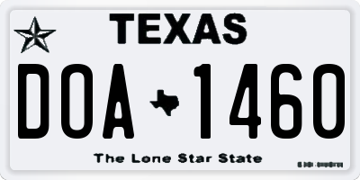 TX license plate DOA1460