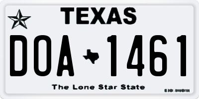 TX license plate DOA1461