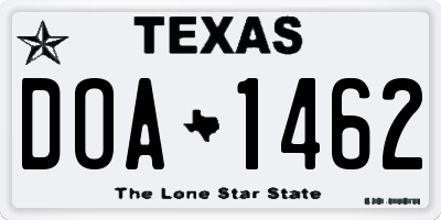 TX license plate DOA1462