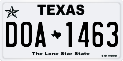 TX license plate DOA1463