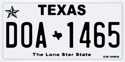 TX license plate DOA1465