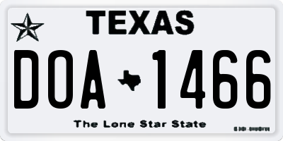 TX license plate DOA1466