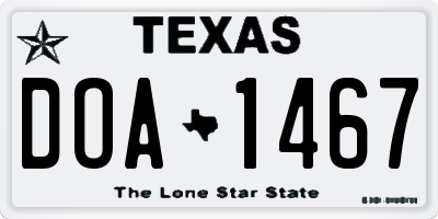 TX license plate DOA1467