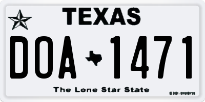 TX license plate DOA1471