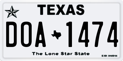 TX license plate DOA1474