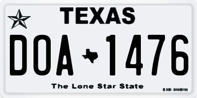 TX license plate DOA1476
