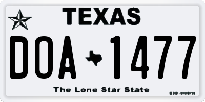 TX license plate DOA1477