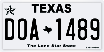 TX license plate DOA1489