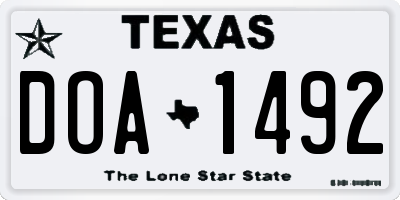 TX license plate DOA1492