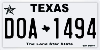 TX license plate DOA1494