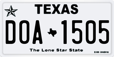 TX license plate DOA1505