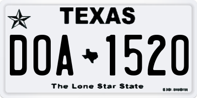 TX license plate DOA1520