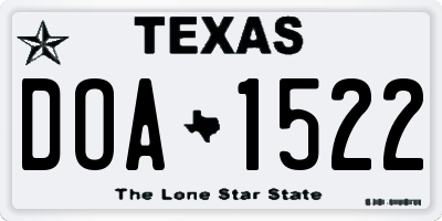 TX license plate DOA1522
