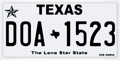 TX license plate DOA1523