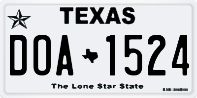 TX license plate DOA1524