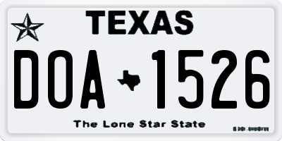 TX license plate DOA1526