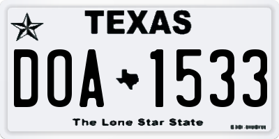 TX license plate DOA1533
