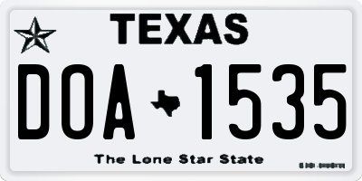 TX license plate DOA1535