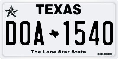 TX license plate DOA1540