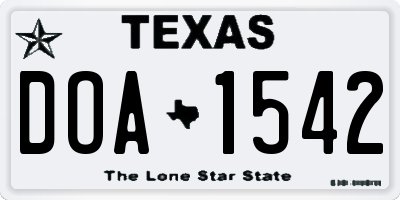TX license plate DOA1542