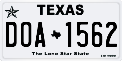 TX license plate DOA1562