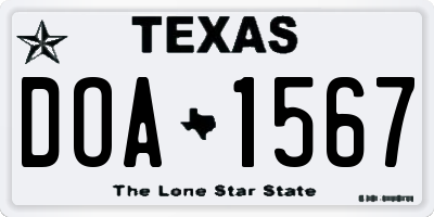 TX license plate DOA1567