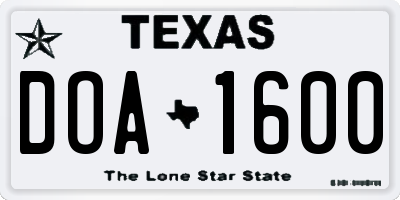 TX license plate DOA1600