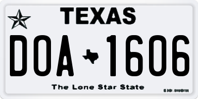 TX license plate DOA1606