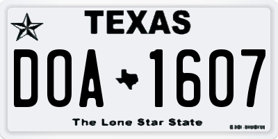 TX license plate DOA1607