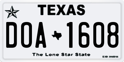 TX license plate DOA1608
