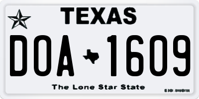 TX license plate DOA1609