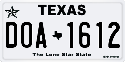 TX license plate DOA1612