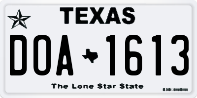 TX license plate DOA1613