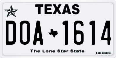 TX license plate DOA1614