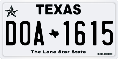 TX license plate DOA1615