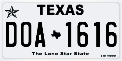 TX license plate DOA1616