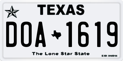 TX license plate DOA1619