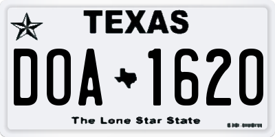 TX license plate DOA1620