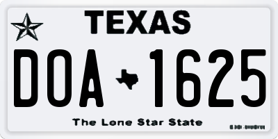 TX license plate DOA1625