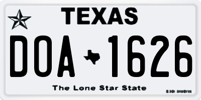 TX license plate DOA1626