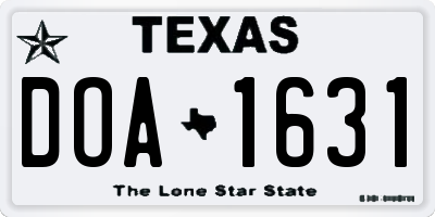 TX license plate DOA1631