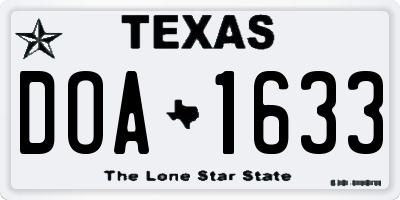 TX license plate DOA1633