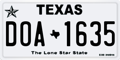 TX license plate DOA1635
